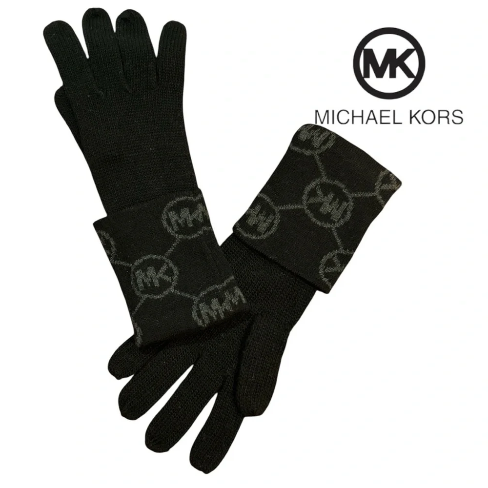 Michael Kors Black and Gray Knit Gloves